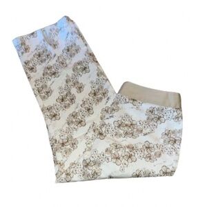 Willi Smith cream and white floral kick pleat cropped pants size 10
